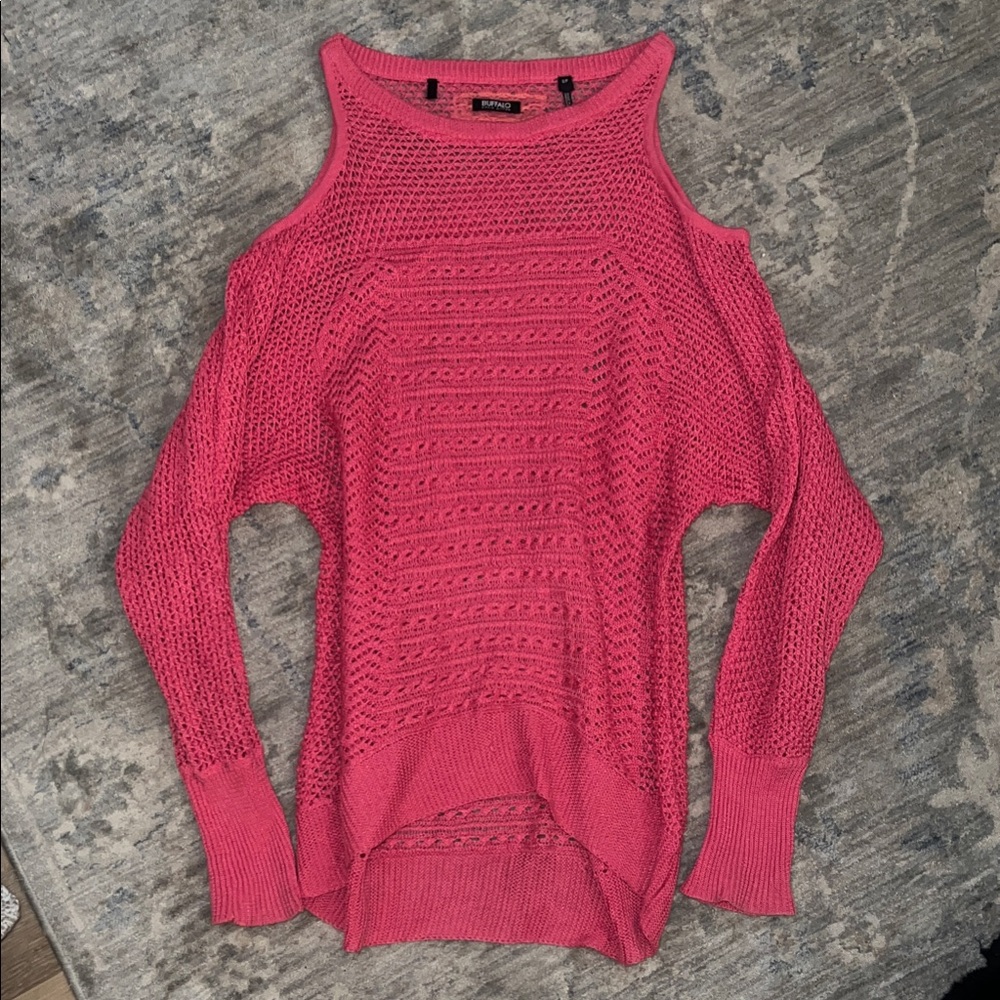 Express Off-the-Shoulder Pink Sweater